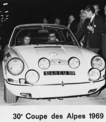 Michel Martinache - Michel Delannoy
30º Coupe des Alpes 1969. Porsche 911 R (1248 EU 59). Abandonó por accidente con otro coche.

Del 1 al 6 de Septiembre, Marseille - Evian - Juan les Pins.
Superficie: asfalto.

Desconocemos de cuantos kilómetros constaba la prueba tanto totales como cronometrados.

Tomaron la salida 66 equipos, finalizaron 25.@
Palabras clave: Porsche;Alpes;1969