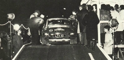 Douglas Harris - Mick Hayward
38º Rallye Automobile de Monte-Carlo 1969. Porsche 911 S (LYV 11D). Abandonó.

Del 17 al 24 de Enero, Monte-Carlo.
Superficie: asfalto - nieve.

El Rally tenia un total de 225.00 km cronometrados.

Se inscribieron 211 equipos, tomaron la salida 183, finalizaron 44.@
Palabras clave: Porsche;Montecarlo;1969;Parque_Cerrado