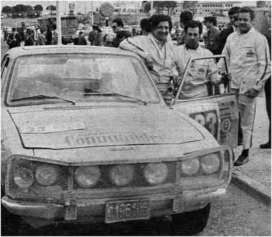 C.R. Zicavo - A.J. Specos - AA. Verna
Daily Mirror London-Mexico World Cup Rally 1970. Peugeot 504. Abandonó, desconocemos el motivo.

Del 19 de Abril al 27 de Mayo, Londres - Mexico.
Superficie: tierra - asfalto.

ITINERARIO:
Reino Unido, Francia, Alemania Occidental, Austria, Hungría, Yugoslavia, Bulgaria, regreso a Yugoslavia, Italia, Sur de Francia, España, Portugal.
REINICIO:
Brasil, Uruguay, Argentina, Chile, regreso a Argentina, Bolivia, Perú, Ecuador, Colombia, Panamá, Costa Rica, Nicaragua, Honduras, El Salvador, Guatemala y México.

La prueba constaba de 29 tramos especiales con un total de 25.750.00 km incluyendo los tramos de enlace.

Tomaron la salida 96 equipos, finalizaron 26.
@
Palabras clave: ;Londres-Mexico;Peugeot;1970