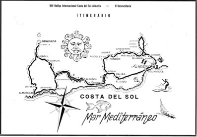 8º Rallye Costa de Sol 1971 (II Universitario)
Recorrido

7-8 Diciembre. Coerf.4 + (1X0,2) = 4,02

Organizador: Automovil Club de Almeria.

El Rally tenia un total de 559,1 Km de los que 129,9 Km divididos en 12 tramos eran especiales.

Se inscribieron 83 equipos, tomaron la salida 63, finalizaron 34.
Palabras clave: detalles;Costa_Sol;Almería;1971