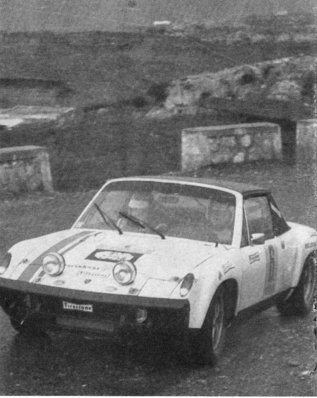 Julio Gargallo (Roter Fogel) - Jaime Ramon Guerrero
8º Rallye Costa de Sol 1971. Porsche 914-6. Clasificado 3º.

Del 7 al 8 de Diciembre, Almerí­a. Coef.4,2.

El Rally tenia un total de 559,1 Km de los que 129,9 Km divididos en 12 tramos eran especiales.

Se inscribieron 83 equipos, tomaron la salida 63, finalizaron 34.
Palabras clave: Porsche;Almería;Costa_Sol;1971