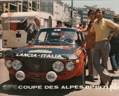 René Trautmann - Leyssieux
31º Coupe des Alpes 1971. Lancia Fulvia 1.6 Coupé HF (TO-E51659). Clasificado 4º.

Del 25 al 26 de Junio, Uriage-Marseille.
Superficie: asfalto.

La prueba tenia un total de 1420.00 km de los que 800.00 km eran cronometrados.

No sabemos cuantos equipos tomaron la salida, finalizaron 36.@
Palabras clave: Lancia;Alpes;1971