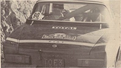Håkan Lindberg - Sölve Andreasson
40º Rallye Automobile de Monte-Carlo 1971. Fiat 124 Spider (TO E31330). Clasificado 7º.

Superficie: asfalto - nieve con 455,90 km cronometrados divididos en 17 tramos especiales.

Para el tramo final, Col des Banquettes - Col de la Madonne de Gorbio de 28.00 km calificaron 60 equipos, a partir de la posición 23 los equipos fueron clasificados oficialmente hasta el 30.

Se inscribieron 282 equipos, tomaron la salida 224, finalizaron 30.
@
Palabras clave: Fiat;Spyder;Montecarlo;1971