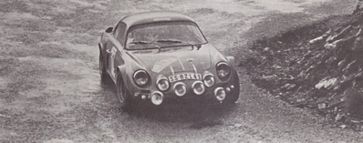 Ignacio Sunsundegui - Larrinaga
5º Rallye Firestone 1971. Alpine-Renault A110 1600 S. Clasificado 8º.

Del 13 al 14 de Noviembre.
Coef. 4,2 (Vizcaya)

El Rally tenia 100,4 Km cronometrados divididos en 13 tramos. (No sabemos los Km totales del Rallye).

Se inscribieron 89 equipos, tomaron la salida 58, finalizaron 33.@
Palabras clave: Sunsundegui;Alpine;Renault;Firestone;Vizcaya;1971