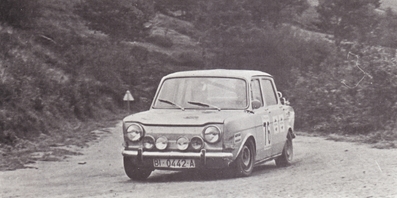 Miguel Sodupe - Albizu
5º Rallye Firestone 1971. Simca 1000 GT Rallye. Clasificado 13º.

Del 13 al 14 de Noviembre.
Coef. 4,2 (Vizcaya)

El Rally tenia 100,4 Km cronometrados divididos en 13 tramos. (No sabemos los Km totales del Rallye).

Se inscribieron 89 equipos, tomaron la salida 58, finalizaron 33.@
Palabras clave: Simca;Rallye;Firestone;Vizcaya;1971