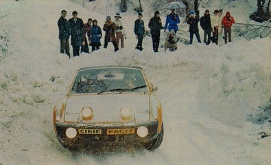 Ake Andersson - Bo Thorszelius
40º Rallye Automobile de Monte-Carlo 1971. Porsche 914/6 (S-Y 7715). Abandonó por la caja de cambios.

Del 22 al 29 de Enero, Monte-Carlo.
Superficie: asfalto - nieve con 455,90 km cronometrados divididos en 17 tramos especiales.

Para el tramo final, Col des Banquettes - Col de la Madonne de Gorbio de 28.00 km calificaron 60 equipos, a partir de la posición 23 los equipos fueron clasificados oficialmente hasta el 30.

Se inscribieron 282 equipos, tomaron la salida 224, finalizaron 30.@
Palabras clave: Porsche;Montecarlo;1971