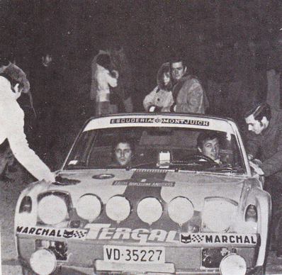 José MÂª Fernández - Alfredo Cortel
7º Rallye Barcelona-Andorra 1971. Porsche 914-6 (Escuderà­a Montjuich). Abandonò.
20-21 Noviembre. Coef.4
El Rally tenia un total de 597 Km de los que 102.8 km divididos en 7 tramos, eran especiales.
Se inscribieron 88 participantes, tomaron la salida 70, finalizaron 47.
Durante los años 1965 y 1972 este Rally fue el sustituto del Rallye Catalunya, el cual no se celebraba.
Palabras clave: Porsche;Barcelona_Andorra;1971