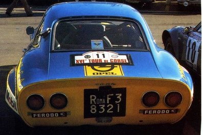 Henri Greder - Marie-Madeleine Fouquet
16º Tour de Corse 1972. Opel GT. Abandonó por la suspensión del coche.

Del 4 al 11 de Noviembre, Ajaccio, Córcega, Francia.
Superficie: asfalto.

El Rally tenia un total de 709.00 km cronometrados divididos en 24 tramos especiales (5 de ellos fueron cancelados, SS1 Port de Coti Chiavari-Stiliccione de 32.00 km, SS2 Sartene - Tirolo de 22.00 km, SS3 Orone - Sotta de 22.00 km, SS19 Luri - Canari de 28.00 km y SS20 Patrimonio-St Pietro de 35.00 km)

Tomaron la salida 49 equipos, finalizaron 30.@
Palabras clave: Opel;GT;Corse;Corcega;1972;Corse