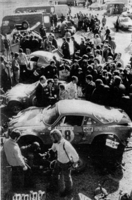 Asistencia Equipo Alpine-Renault en el 42º Rallye Monte-Carlo 1973
En los Alpine-Renault A110 1800 de:

18# (8693 HG 76) Jean-Claude Andruet -Michèle Espinos-Petit 'Biche' clasificado 1º.

21# (8694 HG 76) Jean-Pierre Nicolas - Michel Vial clasificado 3º.

4# (8695 HG 76) Jean-Luc Thérier - Marcel Callewaert clasificado 5º.

Del 19 al 26 de Enero, Monte-Carlo.
Superficie: asfalto - nieve.

El Rally tenia un total de 4800 km de los que 456.50 km divididos en 18 tramos eran especiales, (2 ellas fueron canceladas SS10 Col de la Porte de 18.25 Km y SS11 La Cabanette de 18.25Km).

Tomaron la salida 278 equipos, finalizaron 51.@
Palabras clave: ;Michèle_Espinosi-Petit;Renault;Alpine;A110;Montecarlo;1973;Asistencias