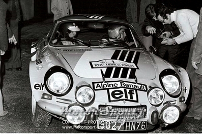 Jean-Pierre Nicolas - Michel Vial
17º Tour de Corse 1973. Alpine-Renault A110 1800 (9027 HN 76). Clasificado 1º.

Del 1 al 2 de Diciembre, Ajaccio, Córcega, Francia.
Superficie: asfalto - nieve.

El Rally tenia un total de 1080 km de los que 511.70 km divididos en 21 tramos eran especiales.
8 de ellos fueron cancelados, de SS8 a SS15).
SS8 Argiusta - Forciolo de 15.40 km.
SS9 Bottacina - Cortichiato de 10.50 km.
SS10 Tavera - Bastelica de 17.10 km.
SS11 Bastelica - Cauro de 18.80 km.
SS12 Panelca - Ghisoni de 34.60 km.
SS13 Ghisoni - Cross de 16.60 km.
SS14 Muracciole - Rospigliani de 13.00 km.
SS15 Ponte Leccia - Morosaglia de 13.90 km.

Se inscribieron 50 equipos, tomaron la salida 50, finalizaron 22.@
Palabras clave: ;Renault;Alpine;A110;Corcega;1973;Corse