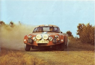 Estanislao Reverter - Antonio Reverter
21º Rally RACE (Rallye de España) 1973. Alpine-Porsche (Alpinche) (Gr.5). Clasificado 2º.

Del 26 al 28 de Octubre. Coef. 6,4. Organizador: Real Automòvil Club de España.

El Rally tenia un total de 1.640 Km de los que 247,5 Km divididos en 26 tramos, eran especiales.

Se inscribieron 55 equipos, tomaron la salida 47, finalizaron 23.@
Palabras clave: Estanislao_Reverter;Antonio_Reverter;Race;Alpinche;Porsche;Alpine;1973