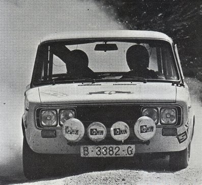 Alberto Franquet - Juan Blanco
3º Criterium de La Rioja 1973. Seat 124 1600 (Gr.5). Clasificado 3º.
Del 9 al 10 de Junio. Organizador Automovil Club de La Rioja.
El Rally tenia un total de 780,1 Km de los que 252,3 Km divididos en 27 tramos, eran especiales.
Se inscribieron 60 equipos, tomaron la salida 36, finalizaron 27.@
Palabras clave: Seat;La_Rioja;1973