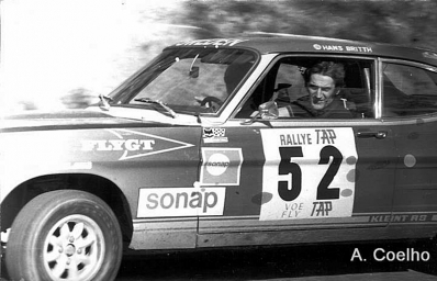 Hans Britth - Hans Repling
7º Rali Internacional TAP 1973. Ford Capri 2600. Clasificado 9º.

Del 13 al 18 de Marzo, Estoril, Cascais, Lisboa, Portugal.
Superficie: asfalto - tierra.

El Rally tenia un total de 4600.00 km de los que 397.50 km divididos en 32 tramos eran especiales.

Se inscribieron 90 equipos, tomaron la salida 79, finalizaron 23.@
Palabras clave: Ford;Capri;Portugal;1973;Personajes