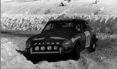 Richard Anthony (Tony) Fall - Mike Wood
42º Rallye Automobile de Monte-Carlo 1973. Datsun 240Z (TKS33SA8514). Clasificado 9º.

Del 19 al 26 de Enero, Monte-Carlo.
Superficie: asfalto - nieve.

El Rally tenia un total de 4800 km de los que 456.50 km divididos en 18 tramos eran especiales, (2 ellas fueron canceladas SS10 Col de la Porte de 18.25 Km y SS11 La Cabanette de 18.25Km).

Tomaron la salida 278 equipos, finalizaron 51.@
Palabras clave: Tony_Fall;Datsun;Montecarlo;1973;nieve