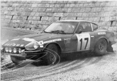 Richard Anthony (Tony) Fall - Mike Wood
42º Rallye Automobile de Monte-Carlo 1973. Datsun 240Z (TKS33SA8514). Clasificado 9º.

Del 19 al 26 de Enero, Monte-Carlo.
Superficie: asfalto - nieve.

El Rally tenia un total de 4800 km de los que 456.50 km divididos en 18 tramos eran especiales, (2 ellas fueron canceladas SS10 Col de la Porte de 18.25 Km y SS11 La Cabanette de 18.25Km).

Tomaron la salida 278 equipos, finalizaron 51.@
Palabras clave: Tony_Fall;Datsun;Montecarlo;1973