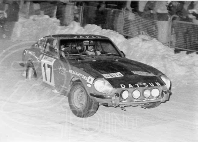 Richard Anthony (Tony) Fall - Mike Wood
42º Rallye Automobile de Monte-Carlo 1973. Datsun 240Z (TKS33SA8514). Clasificado 9º.

Del 19 al 26 de Enero, Monte-Carlo.
Superficie: asfalto - nieve.

El Rally tenia un total de 4800 km de los que 456.50 km divididos en 18 tramos eran especiales, (2 ellas fueron canceladas SS10 Col de la Porte de 18.25 Km y SS11 La Cabanette de 18.25Km).

Tomaron la salida 278 equipos, finalizaron 51.@
Palabras clave: Tony_Fall;Datsun;Montecarlo;1973;nieve