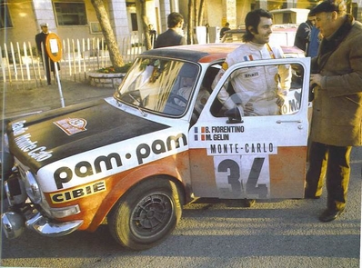 Bernard Fiorentino - Maurice Gelin
42º Rallye Automobile de Monte-Carlo 1973. Simca Rallye 2 (4484 YE 75). Clasificado 21º.

Del 19 al 26 de Enero, Monte-Carlo.
Superficie: asfalto - nieve.

El Rally tenia un total de 4800 km de los que 456.50 km divididos en 18 tramos eran especiales, (2 ellas fueron canceladas SS10 Col de la Porte de 18.25 Km y SS11 La Cabanette de 18.25Km).

Tomaron la salida 278 equipos, finalizaron 51.@
Palabras clave: ;Simca;Rallye2;Montecarlo;1973;parque_cerrado