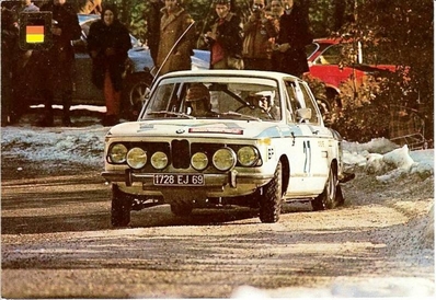 Guy Chasseuil - Christian Baron
42º Rallye Automobile de Monte-Carlo 1973. BMW 2002 TI (1728 EJ 69). Clasificado 24º.

Del 19 al 26 de Enero, Monte-Carlo.
Superficie: asfalto - nieve.

El Rally tenia un total de 4800 km de los que 456.50 km divididos en 18 tramos eran especiales, (2 ellas fueron canceladas SS10 Col de la Porte de 18.25 Km y SS11 La Cabanette de 18.25Km).

Tomaron la salida 278 equipos, finalizaron 51.@
Palabras clave: ;Christian_Baron;BMW;2002;TI;Montecarlo;1973