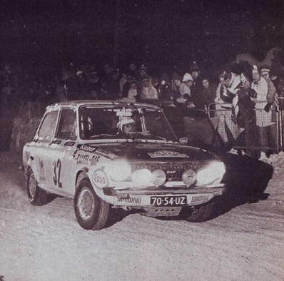 Claude Laurent - Jacques Marché
42º Rallye Automobile de Monte-Carlo 1973. DAF 66 (70-54-UZ). Clasificado 30º.

Del 19 al 26 de Enero, Monte-Carlo.
Superficie: asfalto - nieve.

El Rally tenia un total de 4800 km de los que 456.50 km divididos en 18 tramos eran especiales, (2 ellas fueron canceladas SS10 Col de la Porte de 18.25 Km y SS11 La Cabanette de 18.25Km).

Tomaron la salida 278 equipos, finalizaron 51.@
Palabras clave: ;DAF66;Montecarlo;1973;nieve