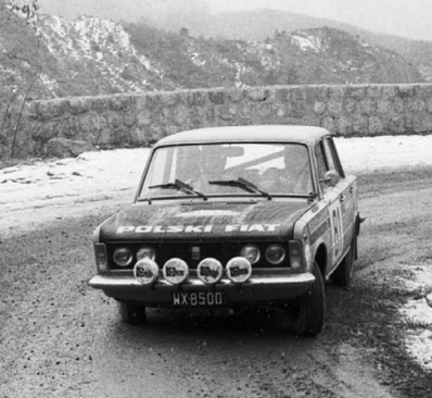 Marian Bien - Janusz Woityna
42º Rallye Automobile de Monte-Carlo 1973. Fiat Polski 125 P (WX-8500). Clasificado 41º.

Del 19 al 26 de Enero, Monte-Carlo.
Superficie: asfalto - nieve.

El Rally tenia un total de 4800 km de los que 456.50 km divididos en 18 tramos eran especiales, (2 ellas fueron canceladas SS10 Col de la Porte de 18.25 Km y SS11 La Cabanette de 18.25Km).

Tomaron la salida 278 equipos, finalizaron 51.@
Palabras clave: Fiat;Polski;Montecarlo;1973