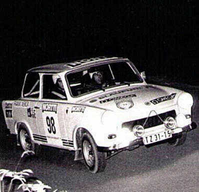 Franz Galle - Jochen Muller
23º Jyväskylän Suurajot - Rally of the 1000 Lakes 1973. Trabant P601 (TZ 31-15). Clasificado 48º.

Del 3 al 5 de Agosto, Jyväskylä.
Superficie: tierra.

El Rally tenia un total de 2079.00 km de los que 517.20 km divididos en 43 tramos eran especiales.

Se inscribieron 122 equipos, tomaron la salida 109, finalizaron 55.@
Palabras clave: Trabant;Finlandia;1973