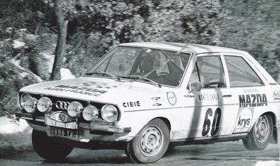 Michel Robini - Auguste Turiani (Tchine)
42º Rallye Automobile de Monte-Carlo 1973. Audi 80 (8896 YP 75). Clasificado 51º.

Del 19 al 26 de Enero, Monte-Carlo.
Superficie: asfalto - nieve - hielo.

El Rally tenia un total de 4800 km de los que 456.50 km divididos en 18 tramos eran especiales, (2 ellas fueron canceladas SS10 Col de la Porte de 18.25 Km y SS11 La Cabanette de 18.25Km).

Tomaron la salida 278 equipos, finalizaron 51.@
Palabras clave: Audi;Montecarlo;1973