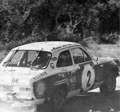 Roger Clark - Jim Porter
21º East African Safari Rally 1973. Ford Escort RS 1600 MKI (XPU 216L).  Abandonó por el alternador.

Del 19 al 23 de Abril, Nairobi, Kenya.
Superficie: tierra

Se inscribieron 89 equipos, tomaron la salida 89, finalizaron 18.@
Palabras clave: ;Safari;Ford;Escort;MKI;MKI;1973