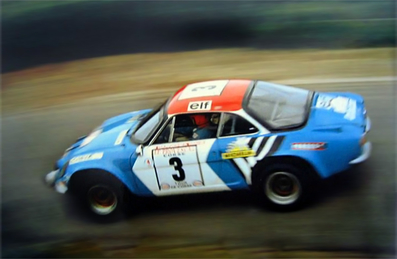Bernard Darniche - Alain Mahé
17º Tour de Corse 1973. Alpine-Renault A110 1800 (810 HM 76). Abandonó por el diferencial del coche.

Del 1 al 2 de Diciembre, Ajaccio, Córcega, Francia.
Superficie: asfalto - nieve.

El Rally tenia un total de 1080 km de los que 511.70 km divididos en 21 tramos eran especiales.
8 de ellos fueron cancelados, de SS8 a SS15).
SS8 Argiusta - Forciolo de 15.40 km.
SS9 Bottacina - Cortichiato de 10.50 km.
SS10 Tavera - Bastelica de 17.10 km.
SS11 Bastelica - Cauro de 18.80 km.
SS12 Panelca - Ghisoni de 34.60 km.
SS13 Ghisoni - Cross de 16.60 km.
SS14 Muracciole - Rospigliani de 13.00 km.
SS15 Ponte Leccia - Morosaglia de 13.90 km.

Se inscribieron 50 equipos, tomaron la salida 50, finalizaron 22.
@
Palabras clave: ;Renault;Alpine;A110;Corcega;Corse;1973;Corse