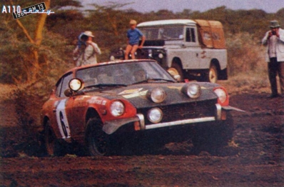 Rauno August Aaltonen - Paul Easter
21º East African Safari Rally 1973. Datsun 240Z. Abandonó por accidente.

Del 19 al 23 Abril, Nairobi, Kenya, África.
Superficie: tierra.

Se inscribieron 89 equipos, tomaron la salida 89, finalizaron 18.@
Palabras clave: ;Paul Easter;Safari;Datsun;1973