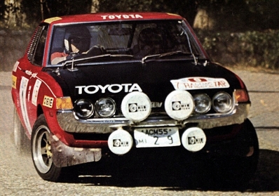 Ove Andersson - Jean Todt
7º TAP Rallye de Portugal 1973. Toyota Celica GT (ACM55MI29). Abandonó por el cable del acelerador antes de SS15 Marao de 32.00 Km.

Del 13 al 18 de Marzo, Estoril, Cascais, Lisboa, Portugal.
Superficie: asfalto - tierra.

El Rally tenia un total de 4600.00 km de los que 397.50 km divididos en 32 tramos eran especiales.

Se inscribieron 90 equipos, tomaron la salida 79, finalizaron 23.@
Palabras clave: Ove_Andersson;Toyota;Celica;Portugal;1973