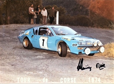 Jean-Luc Thérier - Michel Vial
18º Tour de Corse 1974. Alpine-Renault A310 1800 (4220 HV 76). Clasificado 3º.

Del 30 de Noviembre al 1 de Diciembre, Bastia, Córcega, Francia.
Superficie: asfalto.

El Rally tenia un total de 1292 km, de los que 374.90 km divididos en 14 tramos eran especiales.

Tomaron la salida 102 equipos, finalizaron 24.@
Palabras clave: ;Renault;Alpine;Corcega;1974;Corse