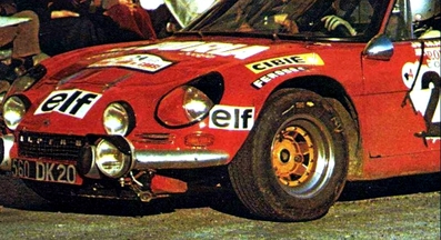 Jean-Pierre Manzagol - Jean-François Filippi
18º Tour de Corse 1974. Alpine-Renault A110 1800 (560 DK 20). Clasificado 4º.

Del 30 de Noviembre al 1 de Diciembre, Bastia, Córcega, Francia.
Superficie: asfalto.

El Rally tenia un total de 1292 km, de los que 374.90 km divididos en 14 tramos eran especiales.

Tomaron la salida 102 equipos, finalizaron 24.@
Palabras clave: ;Renault;Alpine;Corcega;1974;Corse