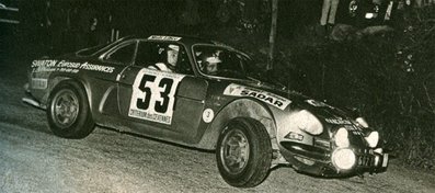 Gérard Swaton - Bernard Cordesse
17º Critérium des Cévennes 1974. Alpine-Renault  A110 1600. Clasificado 4º.

Del 14 al 15 de Diciembre, Le Vigan, Gard, Francia.
Superficie: asfalto.

El Rally constaba de 4 etapas con 273.20 Km cronometrados divididos en 20 tramos especiales.

No sabemos cuantos equipos tomaron la salida (un mínimo de 37), tampoco sabemos cuantos finalizaron.@
Palabras clave: Gerard_Swaton;Renault;Alpine;A110;Criterium_Cevennes;1974