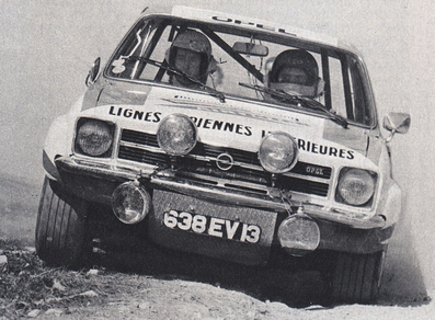 Alain Errani - Vincent Laverne
16º Rally San Remo 1974. Opel Ascona 1.9 SR (638 EV 13). Clasificado 8º.

Del 2 al 5 de Noviembre, Sanremo, Italia.
Superficie: asfalto

El Rally tenia un total de 1805.00 km de los que 408.40 km divididos en 38 tramos eran especieles.

Tomaron la salida 106 equipos, finalizaron 54.@
Palabras clave: Opel;Ascona;Sanremo;1974