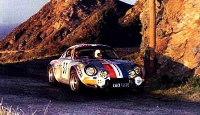 Jean-Marie Soriano - Robert Simonetti
18º Tour de Corse - Rallye de France 1974. Alpine-Renault A110 1800 (160 EZ20). Clasificado 9º.

Del 30 de Noviembre al 1 de Diciembre, Bastia, Córcega, Francia.
Superficie: asfalto.

El Rally tenia un total de 1292 km, de los que 374.90 km divididos en 14 tramos eran especiales.

Tomaron la salida 102 equipos, finalizaron 24.@
Palabras clave: Renault;Alpine;Corcega;1974;Corse