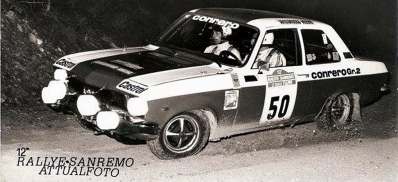 Giorgio Bramino - Giorgio D'Angelo
16º Rally San Remo 1974. Opel Ascona. Clasificado 10º.

Del 2 al 5 de Noviembre, Sanremo, Italia.
Superficie: asfalto

El Rally tenia un total de 1805.00 km de los que 408.40 km divididos en 38 tramos eran especieles.

Tomaron la salida 106 equipos, finalizaron 54.@
Palabras clave: Opel;Ascona;Sanremo;1974