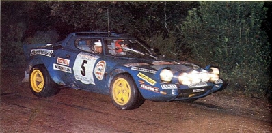 Bernard Darniche - Alain Mahé
20º Tour de Corse 1976. Lancia Stratos HF (TO N14329). Clasificado 2º.

Del 6 al 7 de Noviembre, Ajaccio, Córcega, Francia.
Superficie: asfalto.

El Rally tenia un total de 1340.00 km de los que 630 km divididos en 9 tramos eran especiales.

Kilómetros de cada uno de los 9 tramos:
SS1 - Casta - Pietra Moneta de 17 Km
SS2 - Calvi - Liamone de 145,20 Km
SS3 - Aqua Doria - Stiliccione de 16,50 Km
SS4 - Porto - Vecchio - Prunelli de 166,40 Km
SS5 - Kamiesch - Bavella - Zonza de 28,60 Km
SS6 - Tavera - Bastelica de 17,10 Km
SS7 - Palneca - Francardo de 137,90 Km
SS8 - Morosaglia - Alistro de 76,40 Km
SS9 - Talasani - La Castanaccia - La Porta de 24,90 Km.

Tomaron la salida 88 equipos, finalizaron 11.
@
Palabras clave: ;Lancia;Stratos;Corcega;1976;Corse