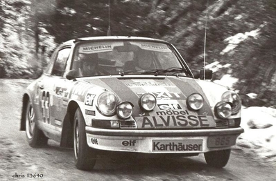 Nicolas Koob - Nico Demuth
44º Rallye Automobile de Monte-Carlo 1976. Porsche 911 Carrera RS 3.0 (865). Clasificado 9º.

Del 17 al 24 de Enero, Monte-Carlo.
Superficie: asfalto - nieve.

El Rally tenia un total de 4500 km de los que 530.50 km divididos en 23 tramos eran especiales.

Se inscribieron 163 equipos, tomaron la salida 148, finalizaron 84.@
Palabras clave: ;Porsche;Montecarlo;1976