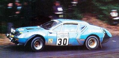 Jean Ragnotti - Jacques Jaubert
25º Lombard RAC Rally 1976. Alpine-Renault A310 (7715 JF 76). Abandonó por el diferencial del coche.

Del 27 al 30 de Noviembre, Bath, Inglaterra.
Superficie: tierra.

El Rally tenia un total de 3248 km de los que 504 km divididos en 76 tramos eran especiales, (6 de ellos fueron cancelados, SS2 Speech House, km? SS34 Greystoke, km? SS37 cancelada antes del inicio, km? SS41 Egdon, km? y SS42 Anglebury, km?).

Tomaron la salida 200 equipos, finalizaron 71.@
Palabras clave: ;Renault;Alpine;RAC_Rally;Gran_Bretaña;1976
