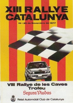 XIII Rallye Catalunya 1977
Del 19 al 20 de Noviembre
Coef.4 
Organizador: Real Automovil club de Catalunya.

El Rally tenia un total de 690.5 Km, de los que 227.1 km divididos en 19 tramos eran especiales.

Se inscribieron 99 equipos, tomaron la salida 89, finalizaron 49.
Palabras clave: Catalunya;1977;detalles