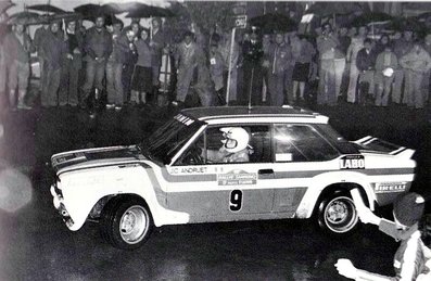 Jean-Claude Andruet - Christian Delferrier
19º Rallye Sanremo 1977. Fiat 131 Abarth (TO R19729). Clasificado 1º.

Del 4 al 8 de Octubre, Sanremo, Liguria, Imperia, Italia.
Superficie: asfalto.

El Rally tenia un total de 1608 km de los que 867.35 km divididos en 33 tramos eran especiales, (3 de ellas fueron canceladas SS18 Melogno 2 de 15.30 Km, SS19 Giovetti 2 de 11.50 Km y SS20 Quazzo 2 de 11.90 Km).

Tomaron la salida 133 equipos, finalizaron 38.@
Palabras clave: Jean-Claude_Andruet;Fiat;Abarth;Sanremo;1977