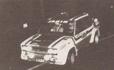 Jean-Claude Andruet - Christian Delferrier
19º Rallye Sanremo 1977. Fiat 131 Abarth (TO R19729). Clasificado 1º.

Del 4 al 8 de Octubre, Sanremo, Liguria, Imperia, Italia.
Superficie: asfalto.

El Rally tenia un total de 1608 km de los que 867.35 km divididos en 33 tramos eran especiales, (3 de ellas fueron canceladas SS18 Melogno 2 de 15.30 Km, SS19 Giovetti 2 de 11.50 Km y SS20 Quazzo 2 de 11.90 Km).

Tomaron la salida 133 equipos, finalizaron 38.@
Palabras clave: ;Fiat;Abarth;Sanremo;1977