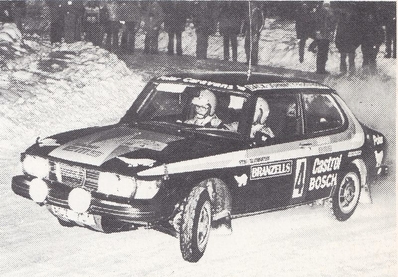 Stig Blomqvist - Hans Sylvan
27º Internacional Suecia Rally 1977. Saab 99 Turbo (ACZ 701). Clasificado 1º.

Del 11 al 13 de Febrero, Karlstad.
Superficie: nieve - hielo

El Rally tenia un total de 1522.00 km de los que 736.20 km eran de tramos especiales.

Tomaron la salida 175 equipos, finalizaron 37.@
Palabras clave: Stig_Blomqvist;Saab;EMS;Suecia;Nieve;1977