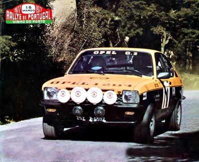 Manuel Queirós Pereira (Mêquêpê) - Miguel Vilar
11º Rallye de Portugal Vinho do Porto 1977. Opel Kadett GT/E. (252 Z-4592). Clasificado 6º.

Del 1 al 6 de Marzo, Estoril.
Superficie: asfalto - tierra.

El Rally tenia un total de 2458 km de los que 580 km divididos en 46 tramos, eran especiales, (2 de ellas fueron canceladas SS18 Sao Lourenco da Montaria de 27 Km y SS 24 Carvalhas de 6 Km).

Tomaron la salida 103 equipos, finalizaron 27.@
Palabras clave: Opel;Kadett;GT/E;Portugal;1977
