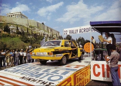 Ioannis (Johnny) Pesmazoglou - Haris Kaltsounis
24º Acropolis Rally 1977. Opel Ascona 1.9 SR (GG-DT 710). Clasificado 9º.

Del 28 de Mayo al 3 de Junio, Atenas, Grecia.
Superficie: tierra.

El Rally tenia un total de 2760 km de los que 763.08 km divididos en 52 tramos eran especiales (tres de ellos fueron cancelados SS1 Dhekelia 1 de 13,40 km, SS16 Elati de 27.07 km y SS33 Dhekelia 2 de 13.40 km).

Tomaron la salida 165 equipos, finalizaron 29.@
Palabras clave: Opel;Ascona;Acropolis;Grecia;1977;Parque_Cerrado