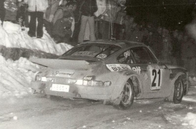 Nicolas Koob - Nico Demuth
45º Rallye Automobile de Monte-Carlo 1977. Porsche 911 Carrera RS 3.0 (865). Clasificado 9º.

Del 22 al 28 de Enero, Monte-Carlo .
Superficie: asfalto - nieve.

El Rally tenia un total de 4800 km de los que 540.50 km divididos en 27 tramos eran especiales (una de ellas fue cancelada SS2 Col de Fontbelle de 35.00 Km).

Se inscribieron 217 equipos, tomaron la salida 198, finalizaron 118 en lista, llegaron 47 en meta.@
Palabras clave: ;Porsche;Montecarlo;1977;nieve