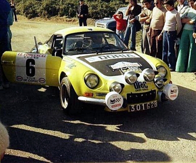 Jean-Pierre Manzagol - Jean-Francois Filippi
21º Tour de Corse 1977. Alpine-Renault A110 1800 (301 G 2B). Abandonó por la pérdida del carnet de ruta en SS7 Olivese - Bains de Guitera 10.10 km.

Del 5 al 6 de Noviembre, Ajaccio, Córcega; Francia.
Superficie: asfalto.

El Rally tenia un total de 1350 km de los que 645.80 km divididos en 13 tramos eran especiales.

1ª ETAPA
SS1 Tavera - Bastelica 17.10 km
SS2 Coti - Chiavari 14.80 km
SS3 Acqua d'Oria - Stiliccione 16.50 km
SS4 Muratello - Orone 21.60 km
SS5 Quenza - Prunelli 131.30 km
SS6 Kamiesh - Zonza 38.50 km
SS7 Olivese - Bains de Guitera 10.10 km
Total etapal 249.90 km

2ª ETAPA
SS8 Palneca - Ghisoni 34.70 km
SS9 St Antoine - Pont St Laurent 97.60 km
SS10 Ponte Nuovo - Teddia 97.40 km
SS11 Talasani - La Porta 24.90 km
SS12 Casta - Pietra Moneta 17.00 km
SS13 Calvi - Vico 124.30 km

Total etapal 395.90 km
Total evento 645.80 km

Se inscribieron 134 equipos, tomaron la salida 120, finalizaron 32.
@
Palabras clave: ;Renault;Alpine;A110;Corse;Corcega;1977