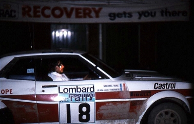 Jean-Luc Therier - Michel Vial
26º Lombard RAC Rally 1977. Toyota Celica RA21 (BYC-886). Abandonó por accidente en SS52 White Naze de 6,44 Km.

Del 20 al 24 de Noviembre, London, York, Inglaterra.
Superficie: tierra - asfalto.

El Rally tenia un total de 3069 km de los que 674.45 km divididos en 69 tramos eran especiales, (2 de ellas fueron canceladas SS54 Cardrona de 9,66 Km y SS56 Elibank de 6,44 Km).

Tomaron la salida 182 equipos, finalizaron 67.@
Palabras clave: ;Toyota;Celica;Gran_Bretaña;1977;RAC_Rally;Inglaterra