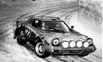 Leo Pittoni - Gianpiero Bertocci
45º Rallye Automobile de Monte-Carlo 1977. Lancia Stratos HF (MI X43940). Excluido, desconocemos el motivo.

Del 22 al 28 de Enero, Monte-Carlo .
Superficie: asfalto - nieve.

El Rally tenia un total de 4800 km de los que 540.50 km divididos en 27 tramos eran especiales (una de ellas fue cancelada SS2 Col de Fontbelle de 35.00 Km).

Se inscribieron 217 equipos, tomaron la salida 198, finalizaron 118 en lista, llegaron 47 en meta.@
Palabras clave: ;Lancia;Stratos;Montecarlo;1977;Nieve