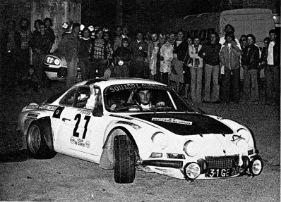 Venturini - Simonini
21º Tour de Corse 1977. Alpine-Renault A110 (31 GE 20). Abandonó, desconocemos el motivo.

Del 5 al 6 de Noviembre, Ajaccio, Córcega; Francia.
Superficie: asfalto.

El Rally tenia un total de 1350 km de los que 645.80 km divididos en 13 tramos eran especiales.

1ª ETAPA
SS1 Tavera - Bastelica 17.10 km
SS2 Coti - Chiavari 14.80 km
SS3 Acqua d'Oria - Stiliccione 16.50 km
SS4 Muratello - Orone 21.60 km
SS5 Quenza - Prunelli 131.30 km
SS6 Kamiesh - Zonza 38.50 km
SS7 Olivese - Bains de Guitera 10.10 km
Total etapal 249.90 km

2ª ETAPA
SS8 Palneca - Ghisoni 34.70 km
SS9 St Antoine - Pont St Laurent 97.60 km
SS10 Ponte Nuovo - Teddia 97.40 km
SS11 Talasani - La Porta 24.90 km
SS12 Casta - Pietra Moneta 17.00 km
SS13 Calvi - Vico 124.30 km

Total etapal 395.90 km
Total evento 645.80 km

Se inscribieron 134 equipos, tomaron la salida 120, finalizaron 32.
@
Palabras clave: Renault;Alpine;A110;Corse;Corcega;1977